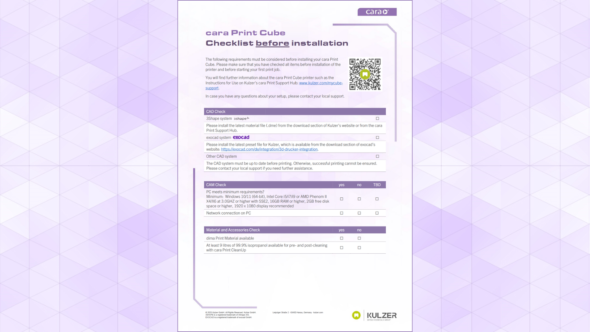 Pre Installation Checklist